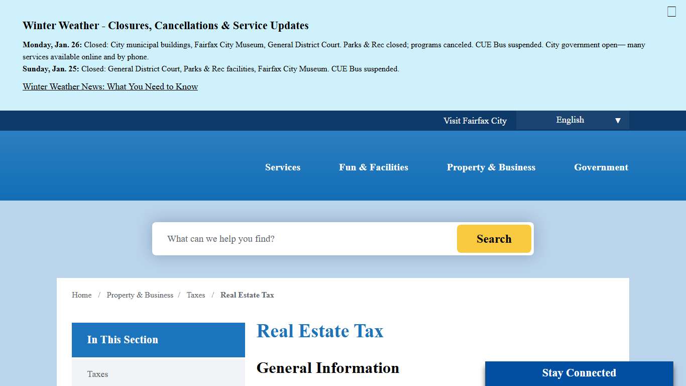Real Estate Tax City of Fairfax, VA