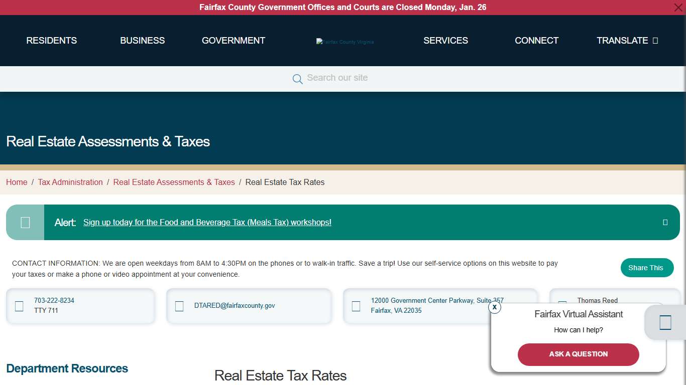 Real Estate Tax Rates Tax Administration